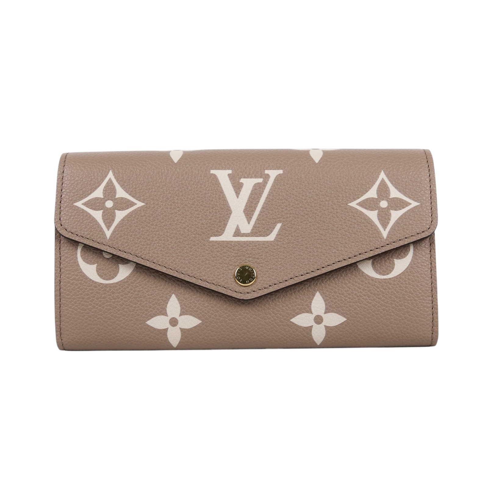 路易威登 LOUIS VUITTON Sarah 錢包 Reverse帆布 Empreinte柔軟粒面壓花牛皮 灰色 奶油色 M81049 晶片款  原廠盒子/防塵袋