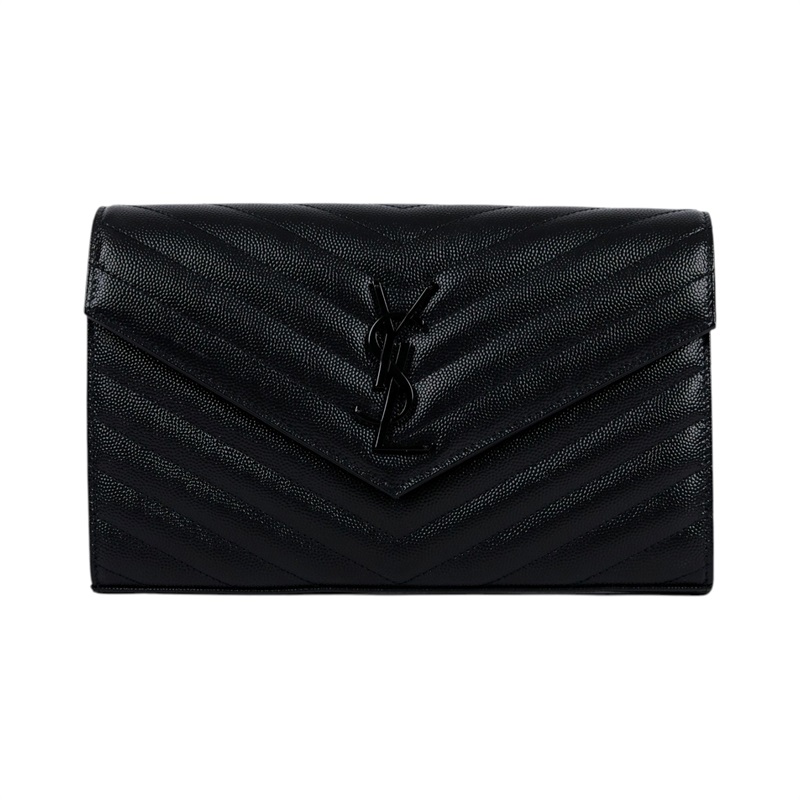 聖羅蘭 YSL SAINT LAURENT Cassandre 經典粒面皮革 鏈條 錢包 同色五金 377828BOW08  原廠盒子/防塵袋