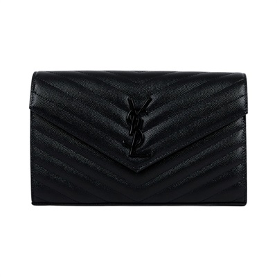 聖羅蘭 YSL SAINT LAURENT Cassandre 經典粒面皮革 鏈條 錢包 同色五金 377828BOW08  原廠盒子/防塵袋