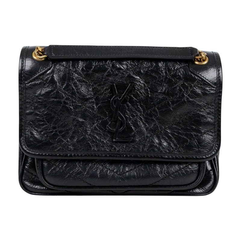 聖羅蘭 YSL SAINT LAURENT Niki 復古小牛皮 Baby 斜背 翻蓋包 6331600EN07 黑NIKI BABY肩背包 無附屬品