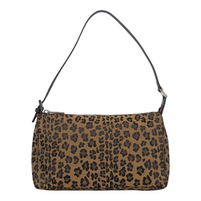 芬迪 FENDI Zucchino Pochette 帆布 肩背包 8BR26700NVT 豹紋肩背包 無附屬品