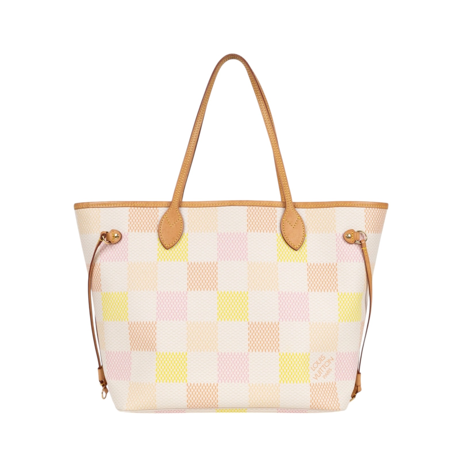 路易威登 LOUIS VUITTON Neverfull MM  肩背 購物袋 粉色棋盤格 N40668 晶片款  原廠盒子/防塵袋/購買證明