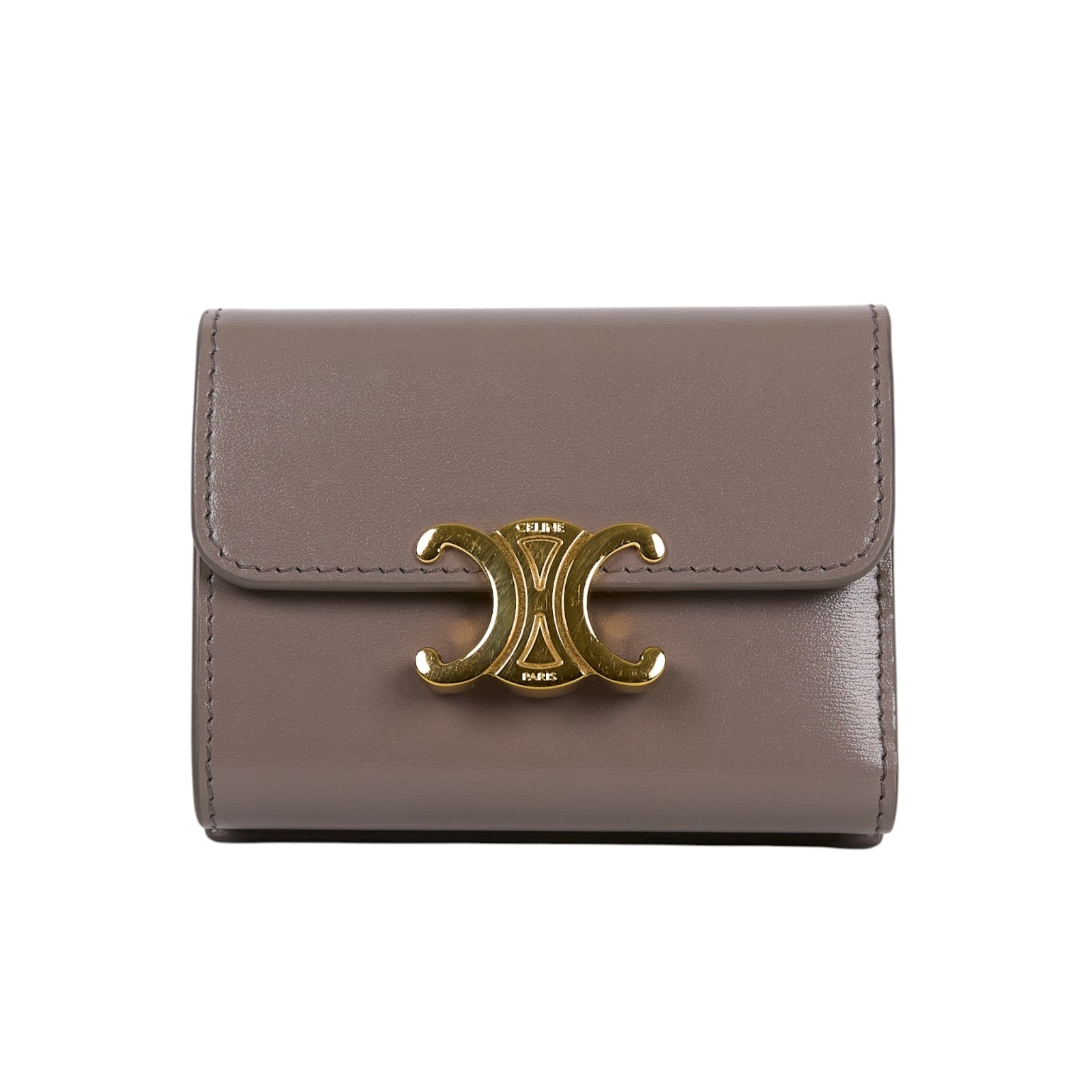 思琳 CELINE 亮面牛皮革 TRIOMPHE COMPACT 銀包連零錢格 10I653DPV  原廠盒子/防塵袋/購買證明