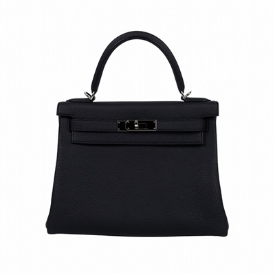 愛馬仕 Hermes Kelly Bag 凱莉包 28 銀色五金 黑色 H030931CK89 /W刻 黑 KELLY28 原廠盒子/防塵袋/鎖組