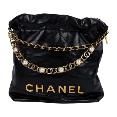 香奈兒 CHANEL 22 迷你 束口包 仿珍珠 AS3980 B17401 晶片款 黑金22BAG MINI 原廠盒子/防塵袋