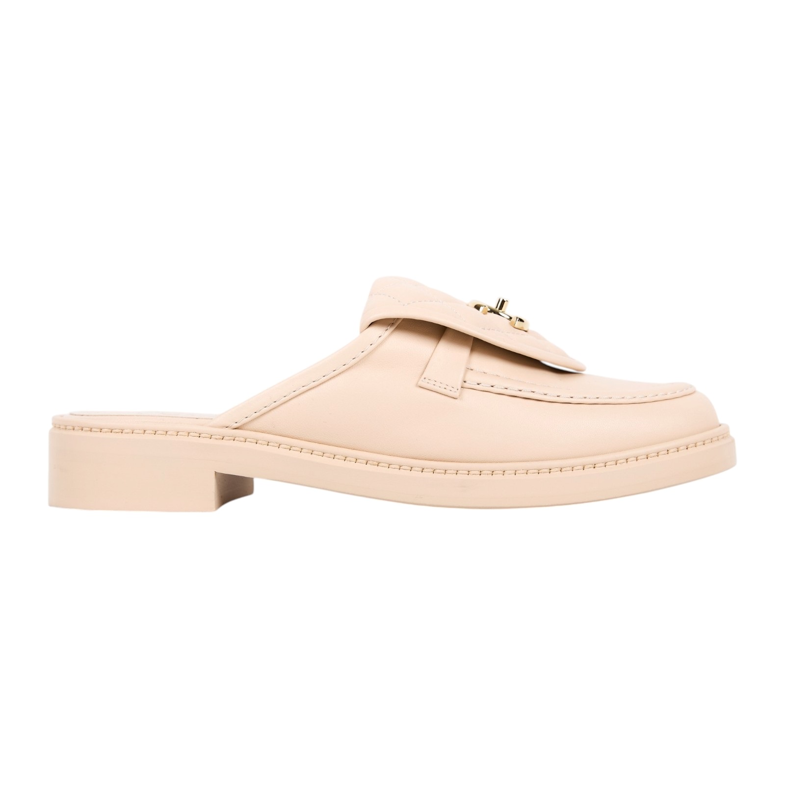 香奈兒 CHANEL 涼鞋 拖鞋 G46120_38 杏金牛菱格雙C穆勒鞋 原廠盒子/防塵袋