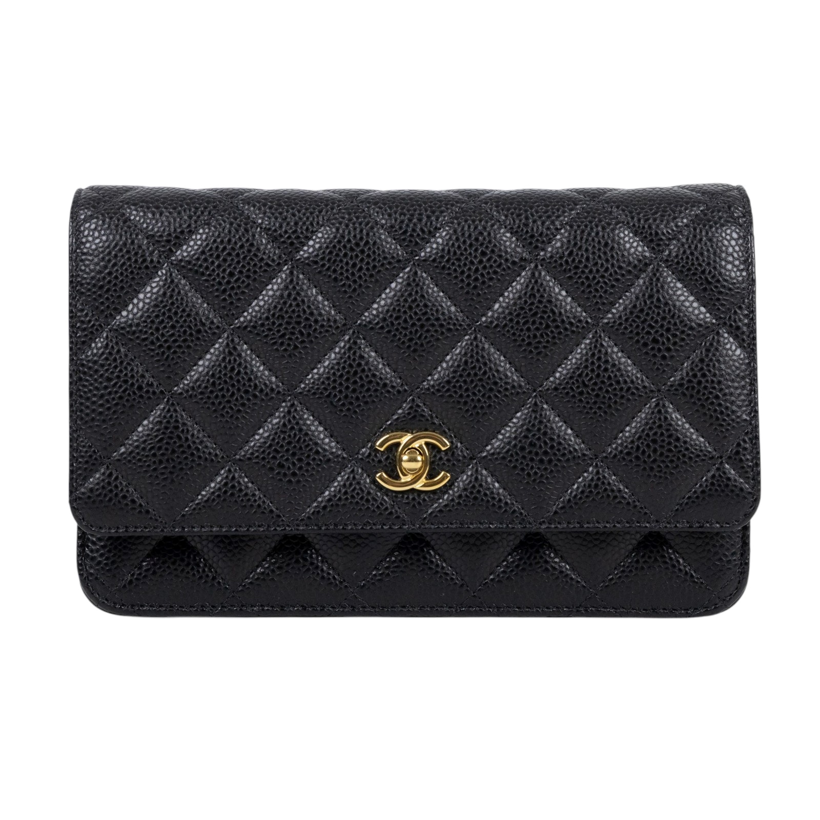 香奈兒 CHANEL 經典鏈子皮夾 菱格紋 CC LOGO AP0250 晶片款 黑荔枝書包扣WOC 原廠盒子/防塵袋/購買證明