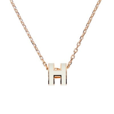 愛馬仕 Hermes Mini Pop H 墜飾 白色 H147992FO49  玫金白MINI POP H項鍊 原廠盒子/內襯
