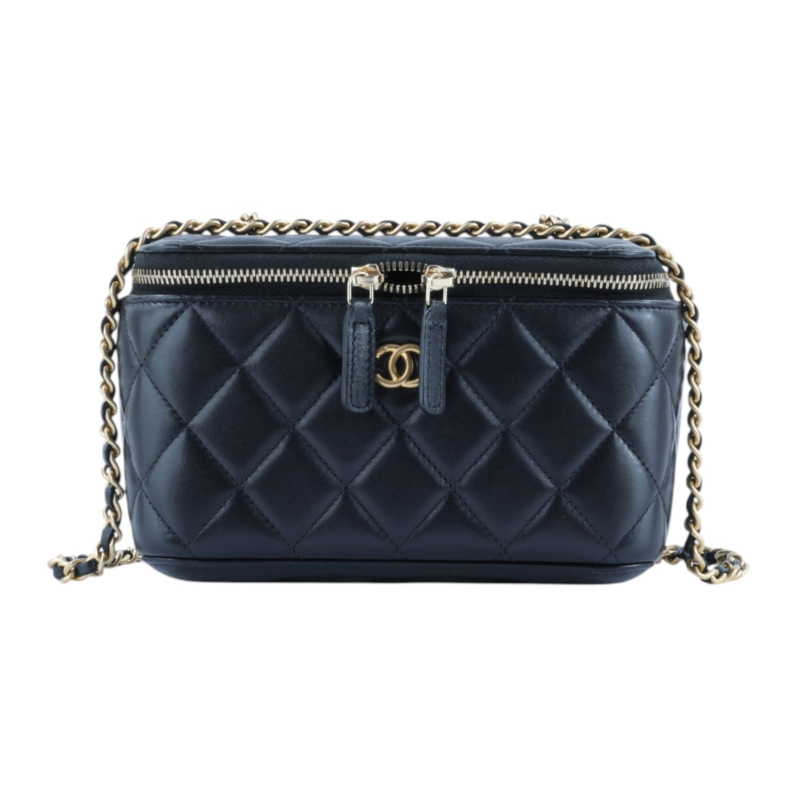 香奈兒 CHANEL CC LOGO 化妝盒 化妝箱 斜背包 Vanity Case AP2303 B18602 晶片款 黑羊VANITY CASE 原廠盒子/防塵袋/購買證明影本