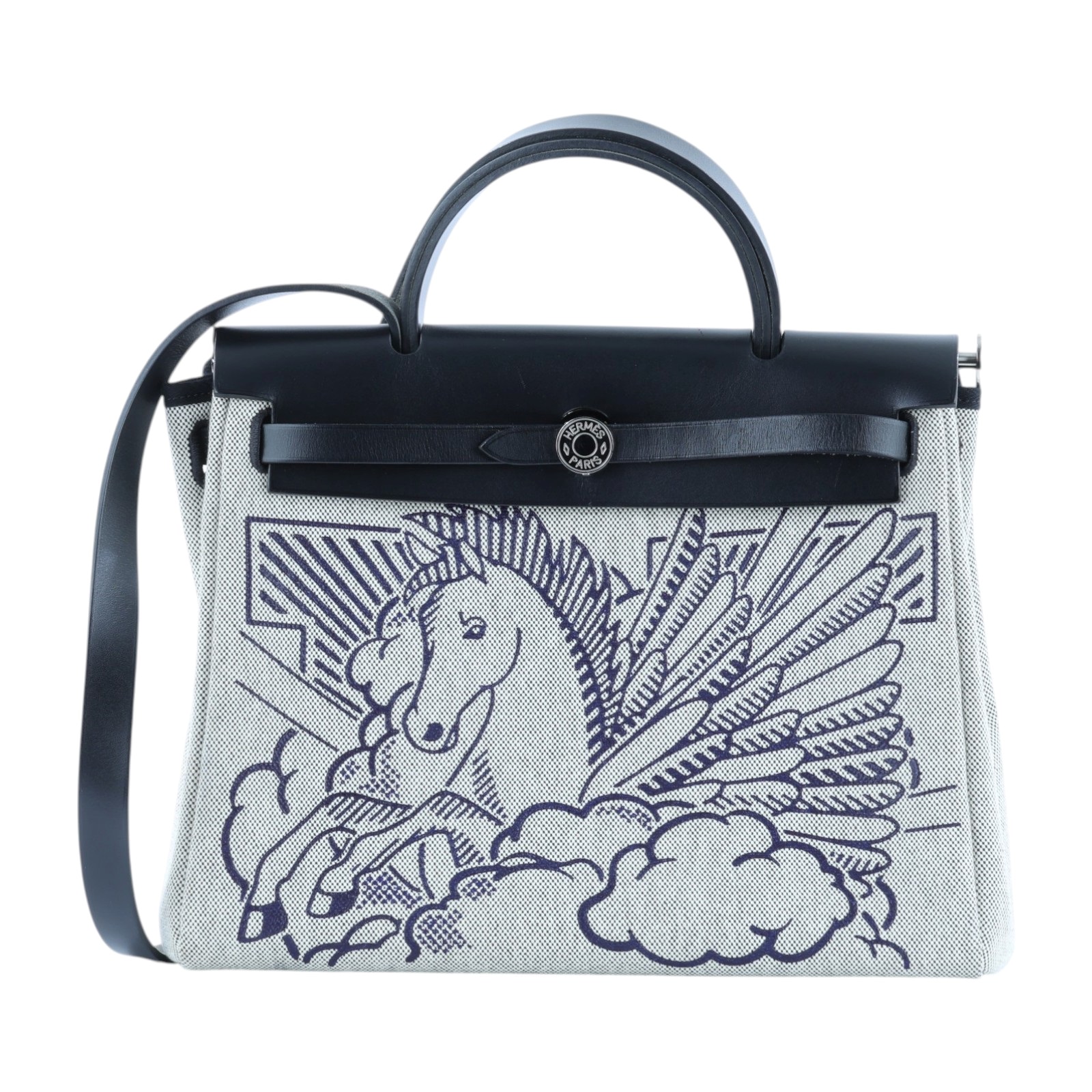 愛馬仕 Hermes Herbag Zip 31 銀色五金 深藍 黑色 H079201CKAB   原廠盒子/防塵袋/鎖組/內袋