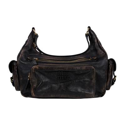 繆繆 MIU MIU Pocket 納帕軟皮 手提包 5BC189_AF8T 晶片款 咖啡棕Pocket NAPPA 肩背包 防塵袋