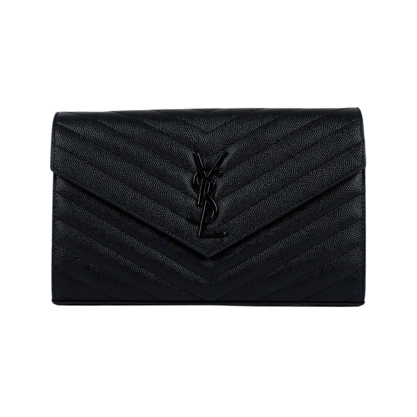 聖羅蘭 YSL SAINT LAURENT Cassandre 經典粒面皮革 鏈條 錢包 同色五金 377828BOW08  原廠盒子/防塵袋