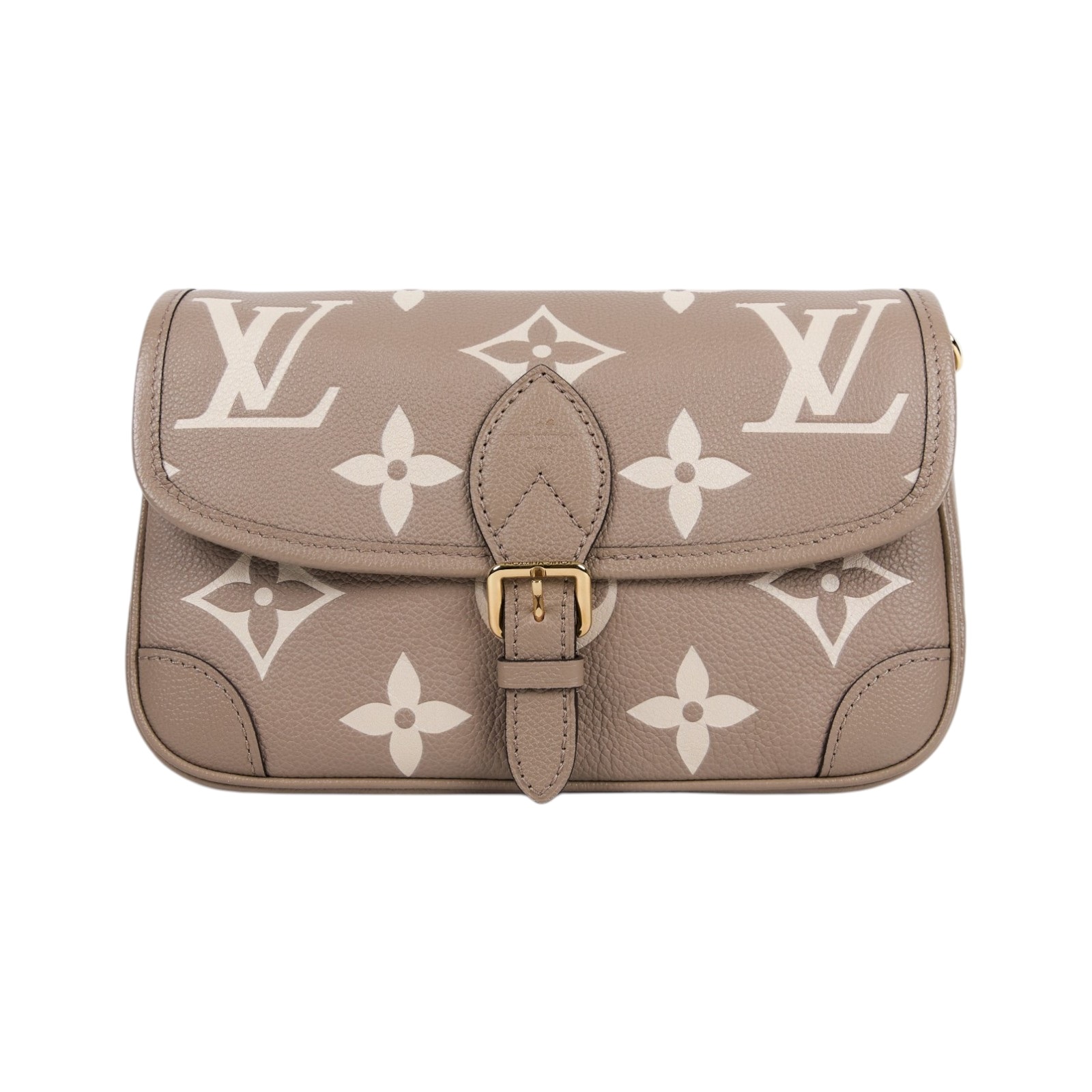 路易威登 LOUIS VUITTON Diane 腋下包法棍 單肩背包 斑鳩灰 奶油色 M46583 晶片款 斑鳩灰DIANE 原廠盒子/防塵袋/背帶/購買證明