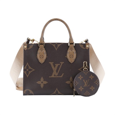 路易威登 LOUIS VUITTON OnTheGo PM 雙色帆布 手提 斜背包 M46373 晶片款  原廠盒子/防塵袋/購買證明/內袋/背帶