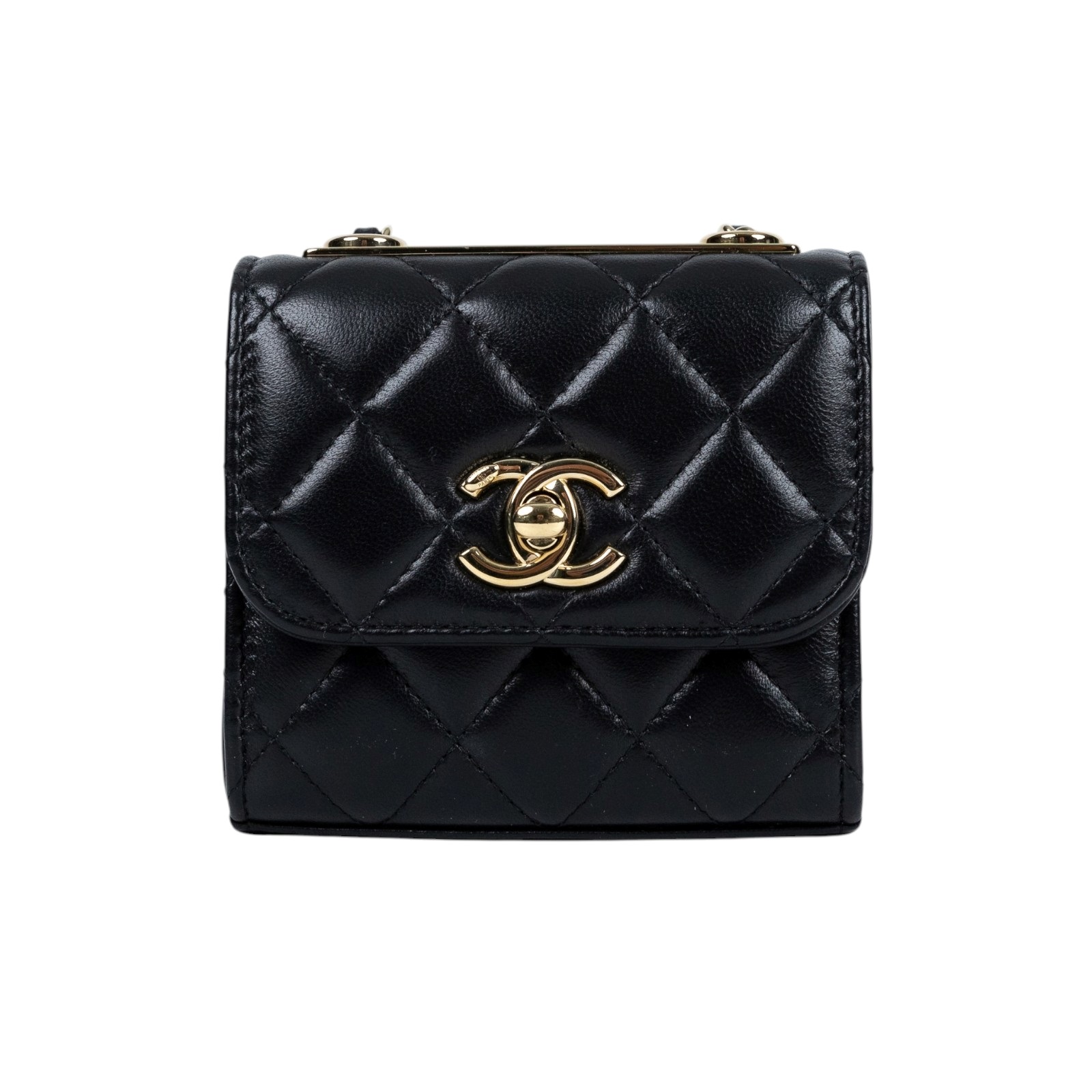 香奈兒 CHANEL Trendy 方形 迷你 口蓋包 A81633 Y60767 晶片款 黑金羊TRENDY CC迷你鍊條包 原廠盒子/防塵袋/購買證明影本
