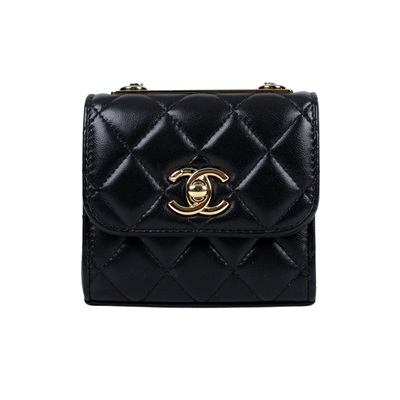 香奈兒 CHANEL Trendy 方形 迷你 口蓋包 A81633 Y60767 晶片款 黑金羊TRENDY CC迷你鍊條包 原廠盒子/防塵袋/購買證明影本