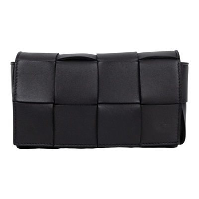 寶緹嘉 BOTTEGA VENETA Cassette 方形編織 腰包 668572VMAY1 黑CASSETTE腰包2X4 防塵袋/購買證明影本