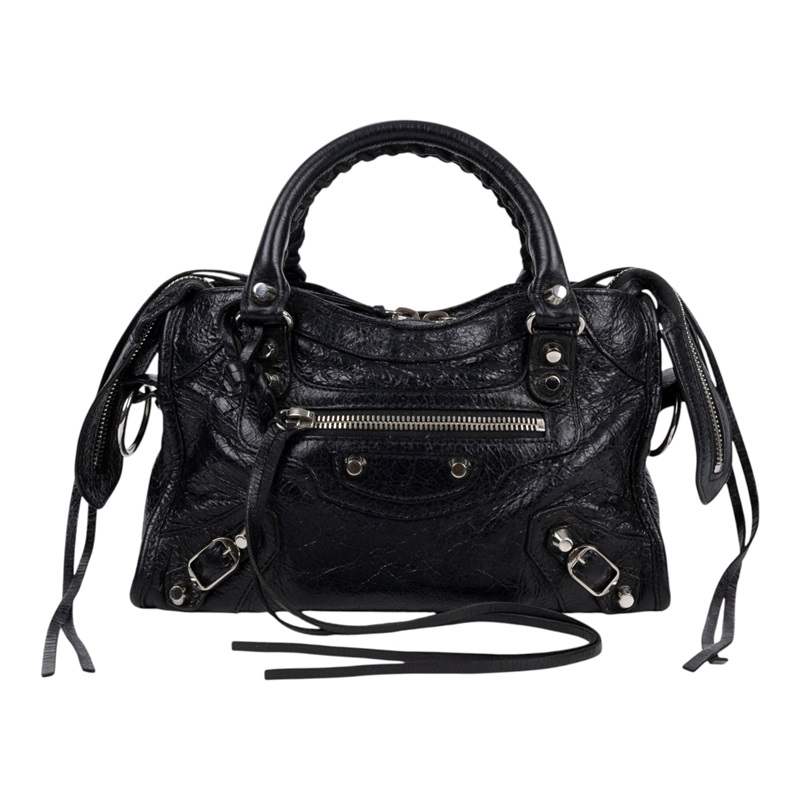 巴黎世家 BALENCIAGA Mini City 機車包 300295 黑CITY SMALL 背帶/鏡子