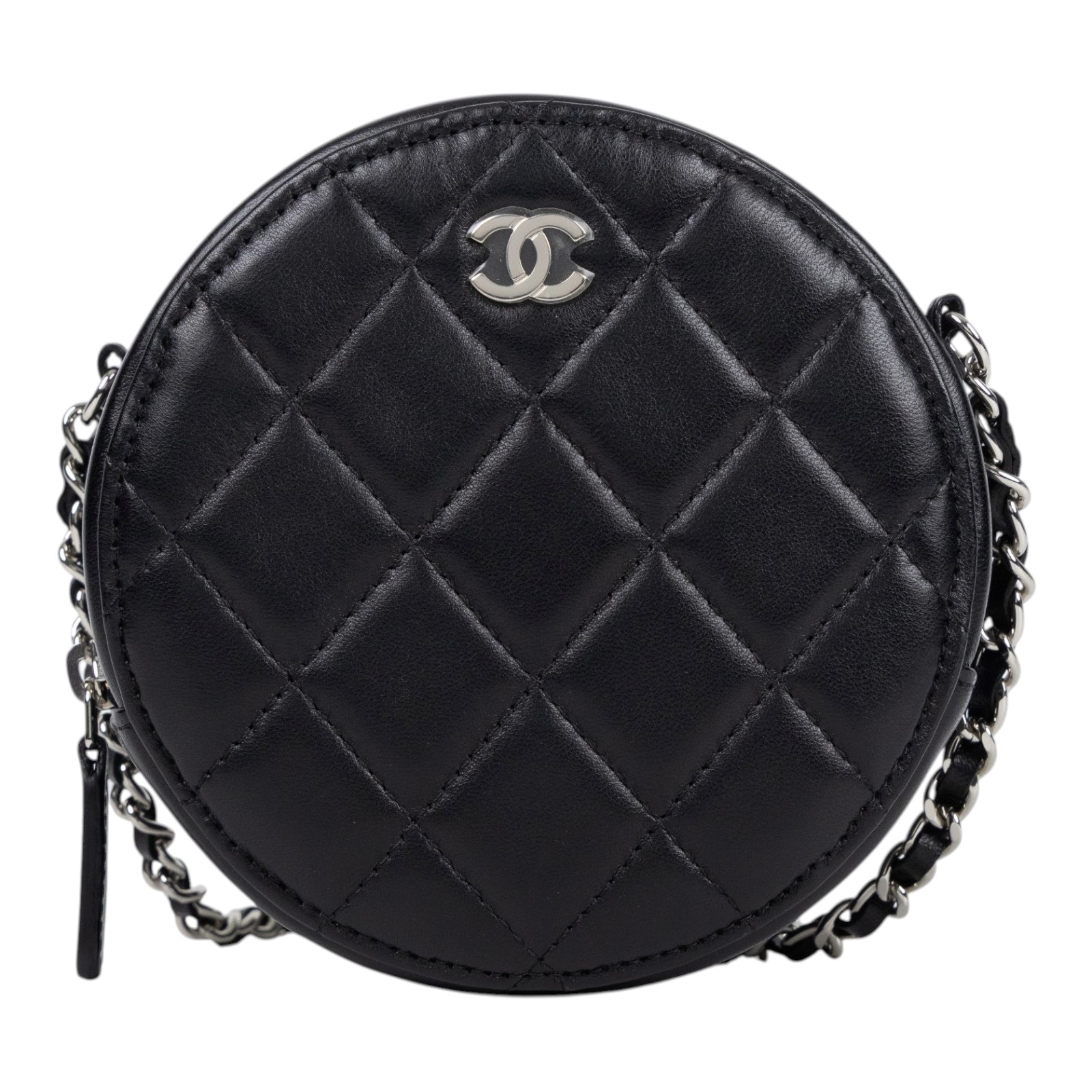 香奈兒 CHANEL CC LOGO 迷你 肩背包 斜背包 A70657 28開黑銀羊MINI圓餅包 原廠盒子/防塵袋/保證卡
