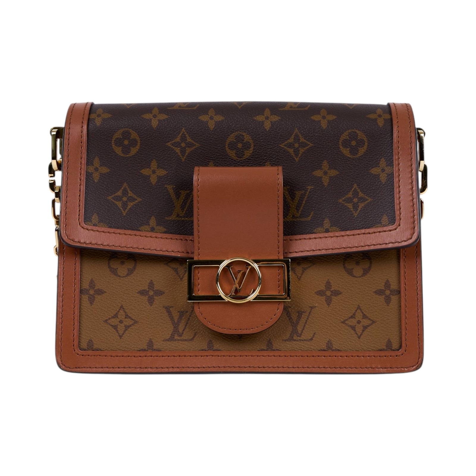 路易威登 LOUIS VUITTON Dauphine MM 手提包 雙色翻蓋斜背 鏈帶包 M45958  原廠盒子/防塵袋/購買證明/背帶2