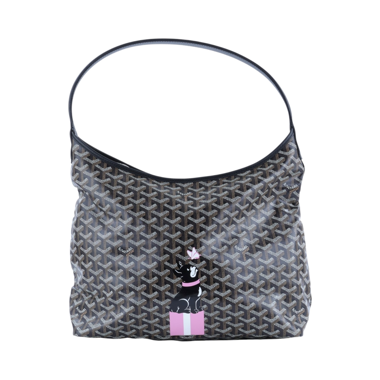 高雅德 GOYARD Bohème Hobo Bag PM 托特包 BOHEMEPMLTY 黑法鬥&amp;粉色蝴蝶手繪HOBO BOHEME PM 內袋