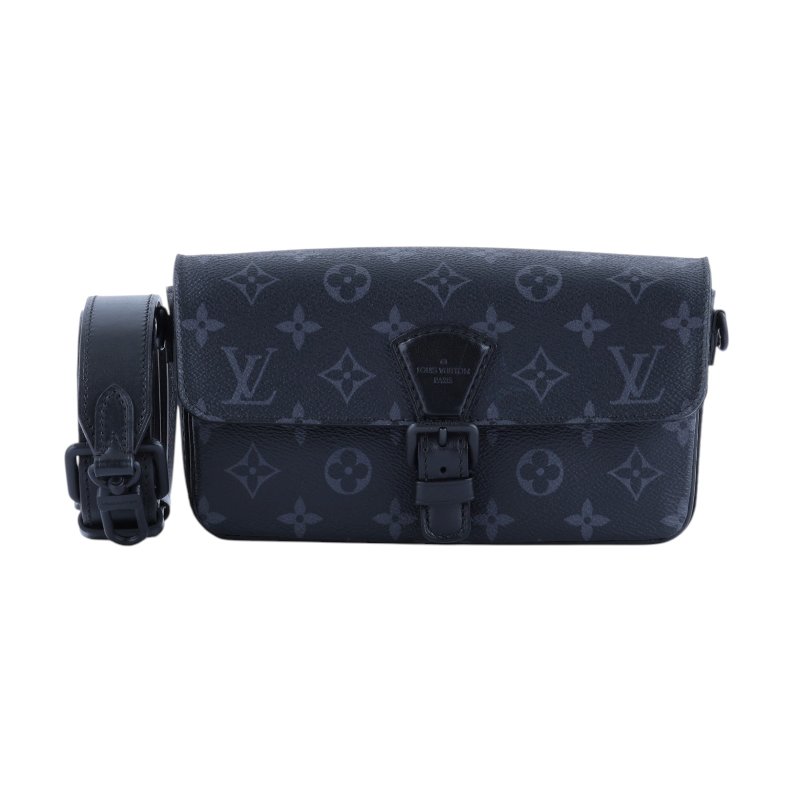 路易威登 LOUIS VUITTON Montsouris 可穿戴式錢包 M83567 晶片款 黑色原花可穿戴式郵差包 防塵袋/原廠盒子