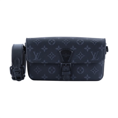 路易威登 LOUIS VUITTON Montsouris 可穿戴式錢包 M83567 晶片款 黑色原花可穿戴式郵差包 防塵袋/原廠盒子