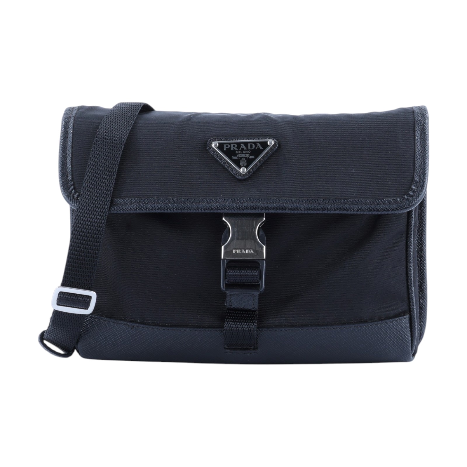 普拉達 PRADA Re-Nylon Saffiano 皮革 智能手機保護套 2ZH108_2DMH 黑尼龍手機包 原廠盒子/防塵袋/保證卡/背帶