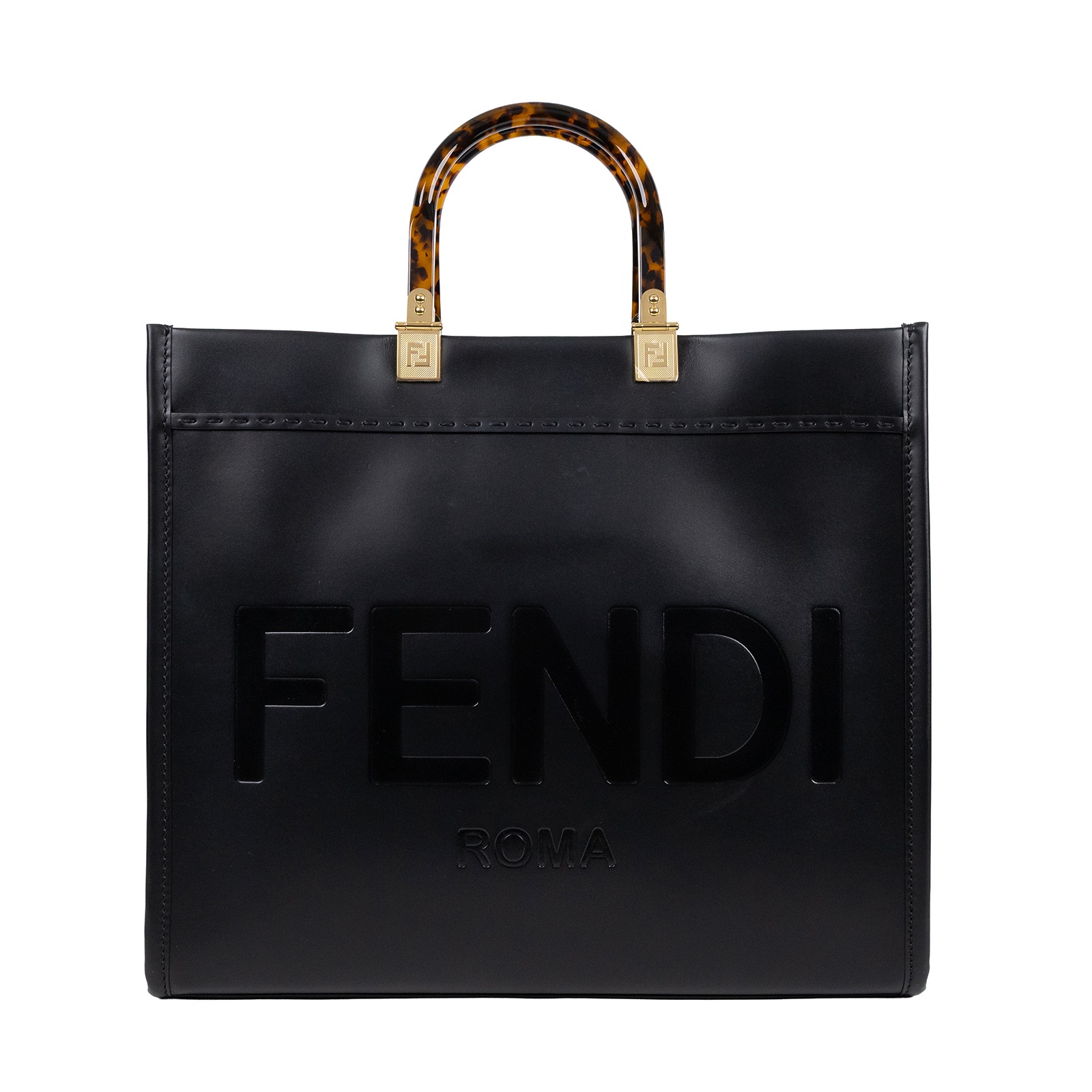 芬迪 FENDI Sunshine 中型 皮革 手提袋 8BH386ABVL 黑SUNSHINE托特包 防塵袋/背帶