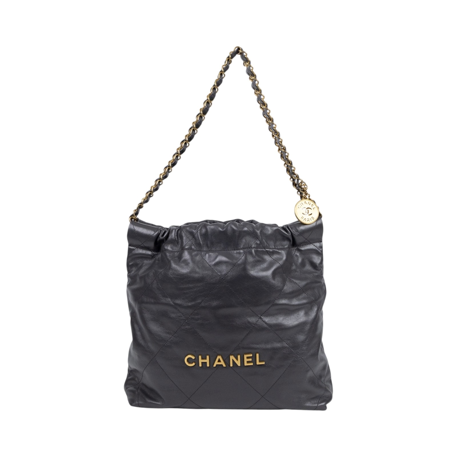 香奈兒 CHANEL 22 小型 束口包 AS3260 晶片款 灰金22包 小號 原廠盒子/防塵袋/內袋