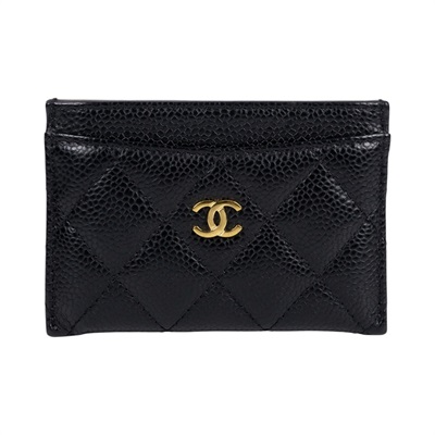 香奈兒 CHANEL CC LOGO 經典卡片夾 AP0213 晶片款 黑金荔枝卡夾 原廠盒子/防塵袋