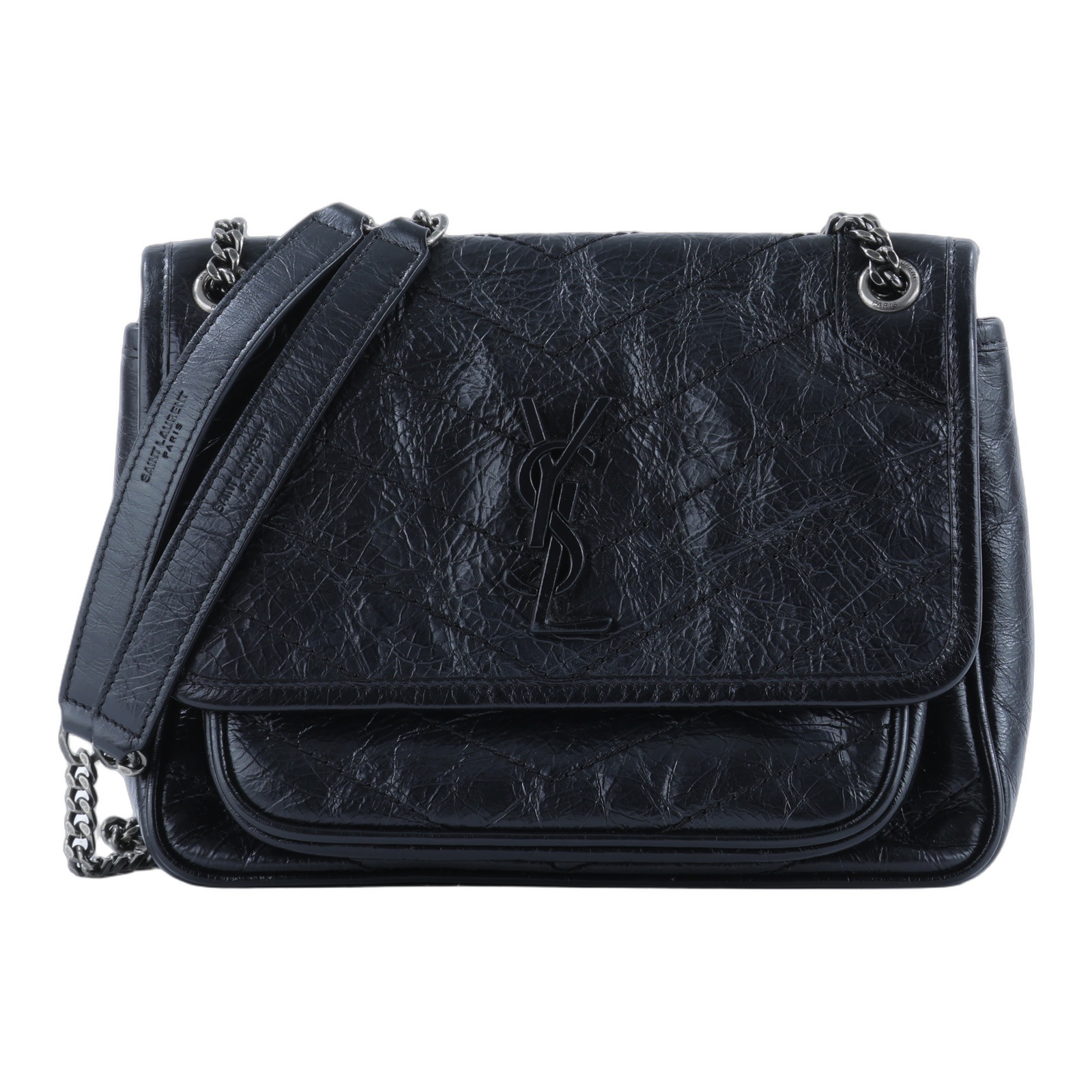 聖羅蘭 YSL SAINT LAURENT Niki 復古小牛皮 Baby 斜背 翻蓋包 5330370EN04 黑NIKI BABY 防塵袋