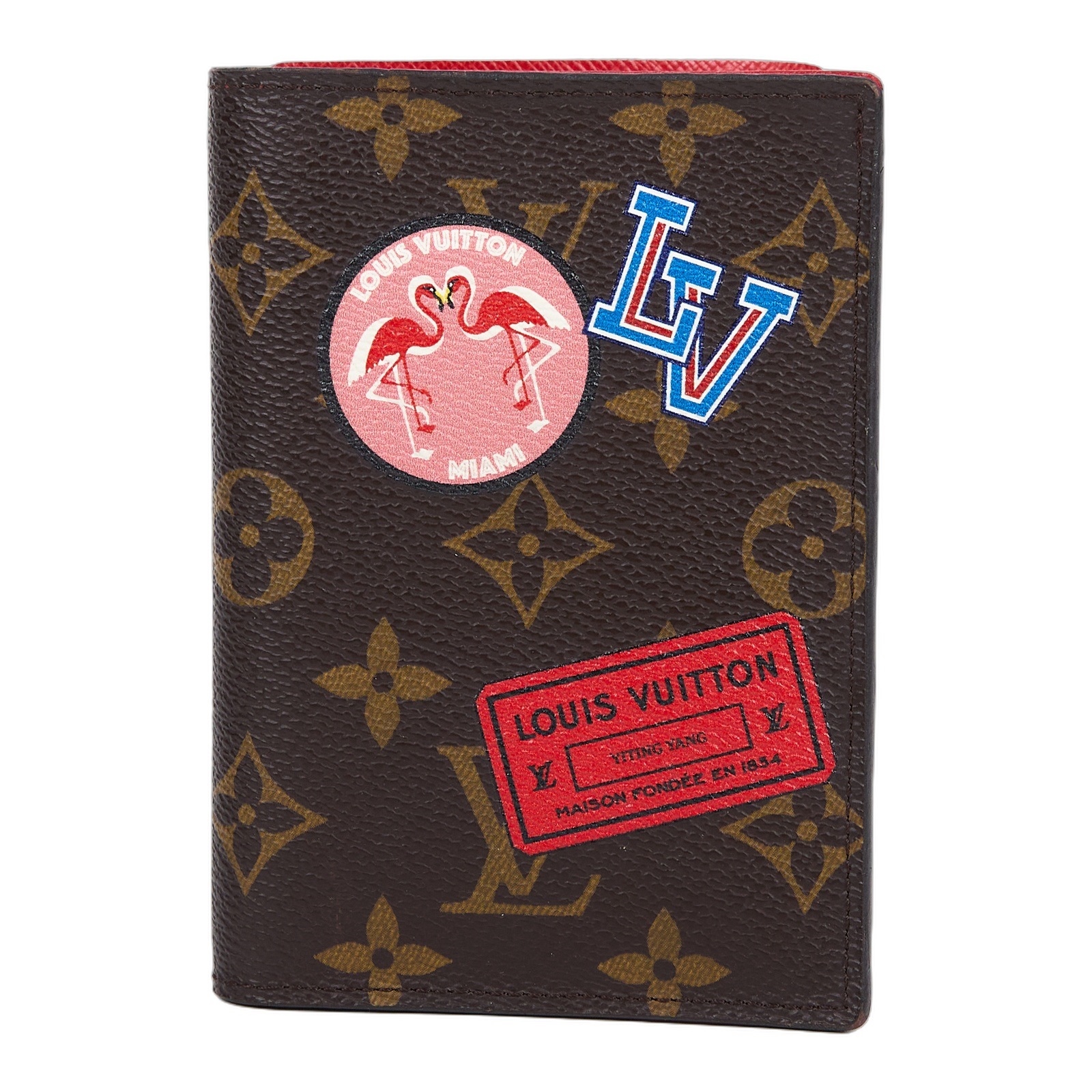 路易威登 LOUIS VUITTON 護照封套 護照夾老花帆布 M64502 原花MY LV WORLD TOUR紅內裡訂製護照套 無附屬品