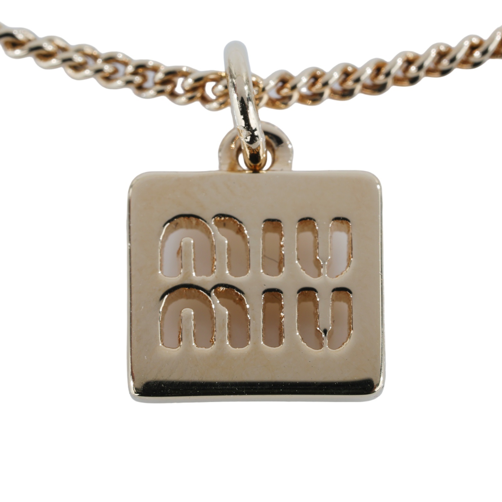 繆繆 MIU MIU Logo 項鍊 頸鍊 5IC119_2CR6 金色方形簍空LOGO項鍊 原廠盒子/防塵袋/購買證明