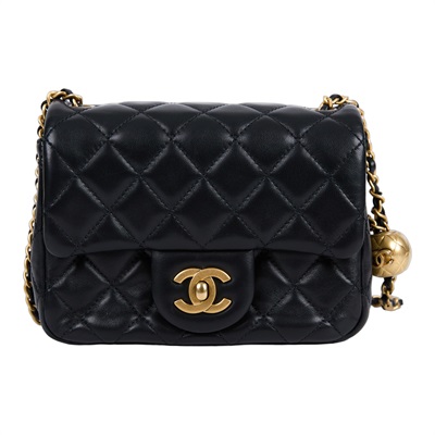 香奈兒 CHANEL CC logo 金球 方胖 肩背 斜背 口蓋包 AS1786 B02916 晶片款 黑金羊金球方胖 防塵袋/購買證明影本