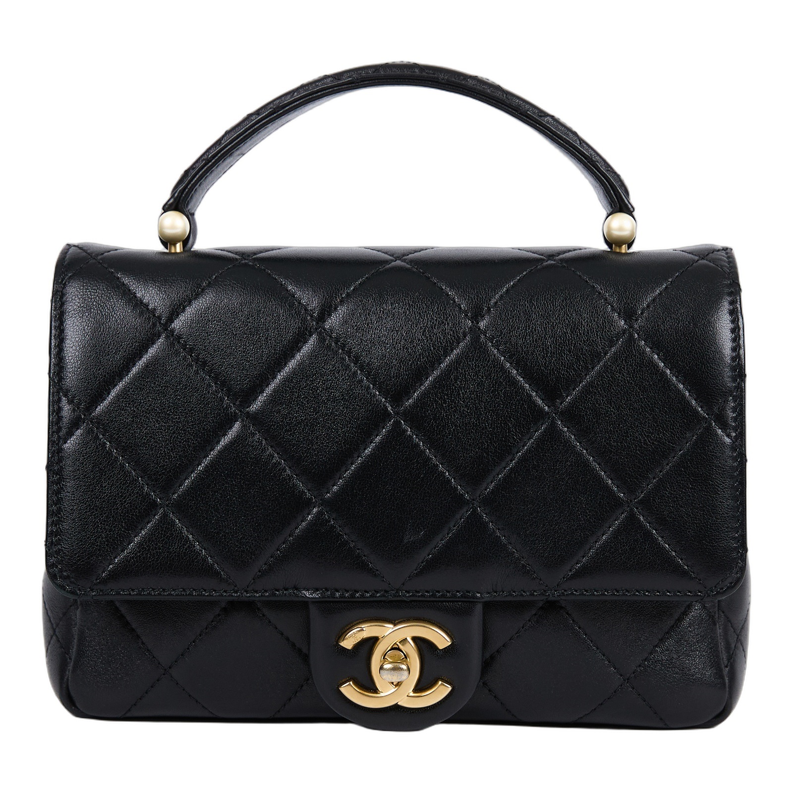 香奈兒 CHANEL Coco Handle CF 20 口蓋包 手提包 斜背包 AS5399 晶片款 黑羊珍珠翻蓋提把肩背包 防塵袋