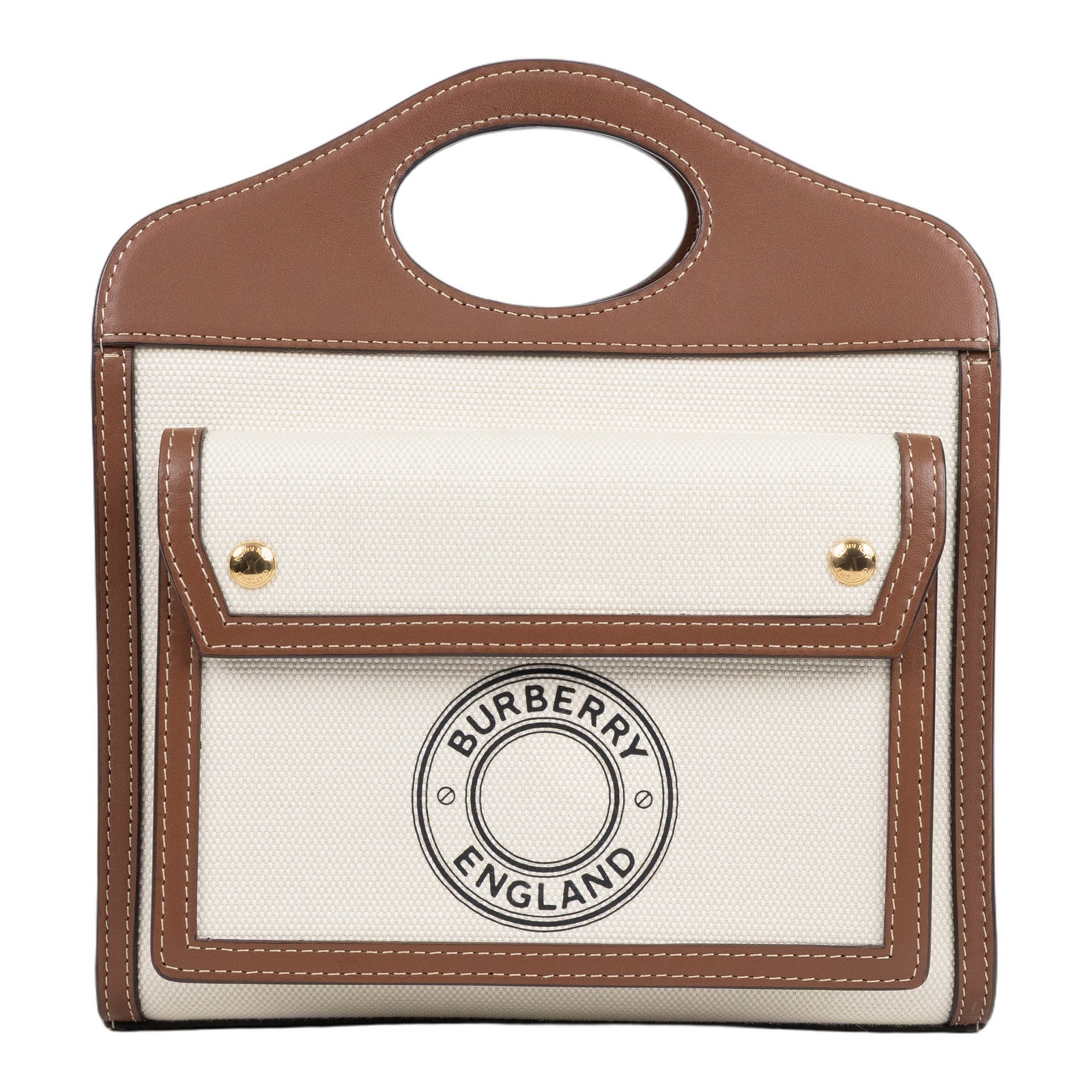 博柏利 BURBERRY Mini Pocket Tote 手提包 肩背包 斜背包 8028062 棕帆布POCKET MINI 防塵袋/背帶