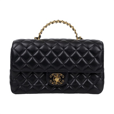 香奈兒 CHANEL COCO Handle 手提包 口蓋包 肩背包 斜背包 AS4530 B14824 晶片款 黑羊手提包 原廠盒子/購買證明