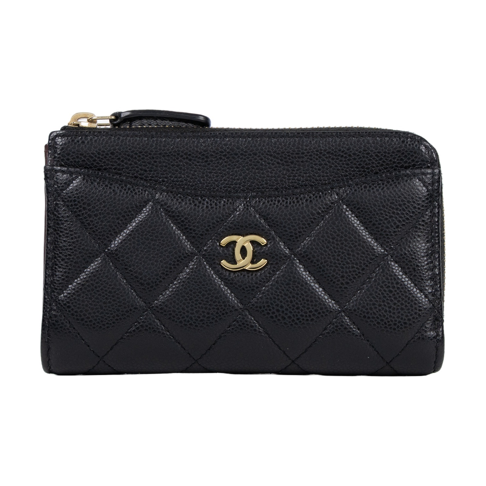 香奈兒 CHANEL CC logo 菱格紋 拉鍊 卡夾 零錢包 AP3179 晶片款 黑色荔枝皮拉鍊卡夾 原廠盒子/防塵袋