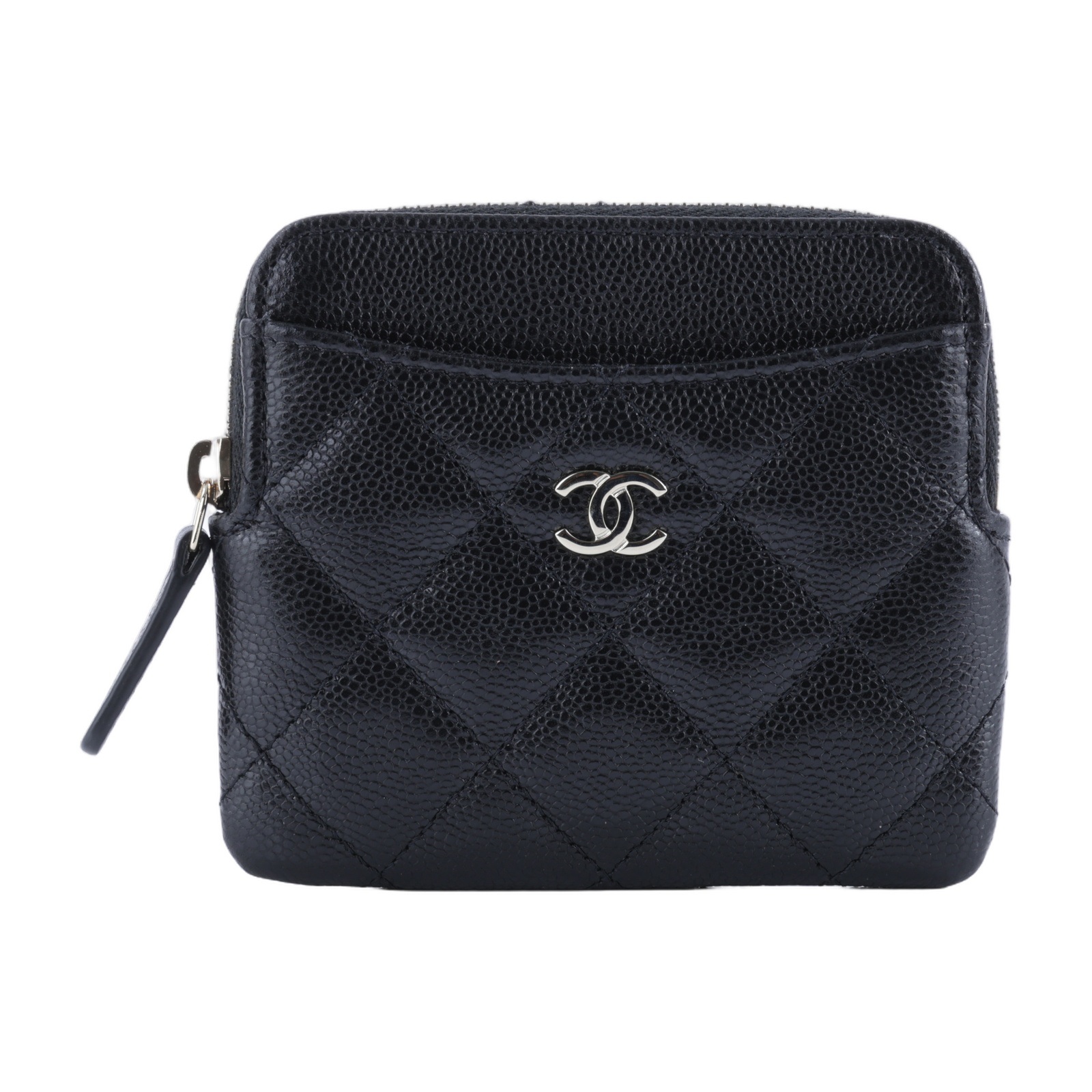 香奈兒 CHANEL CC Logo 5卡 拉鍊 零錢包 AP2061 晶片款 黑淡金荔枝吐司零錢包 原廠盒子/防塵袋