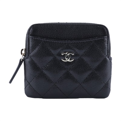 香奈兒 CHANEL CC Logo 5卡 拉鍊 零錢包 AP2061 晶片款 黑淡金荔枝吐司零錢包 原廠盒子/防塵袋