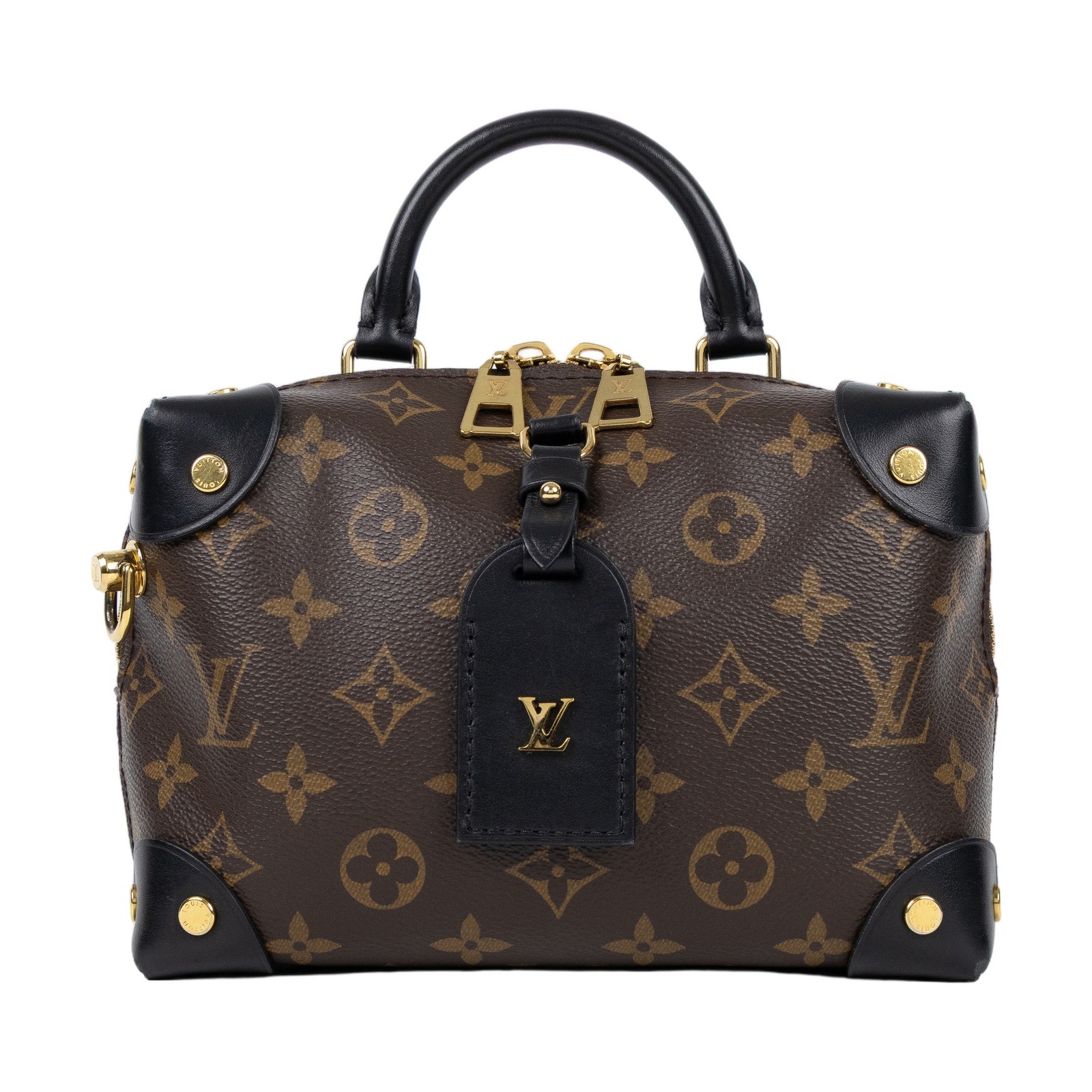 路易威登 LOUIS VUITTON Petite Malle Souple 經典帆布 拉鍊 手提 斜背包 M45571 晶片款  背帶2