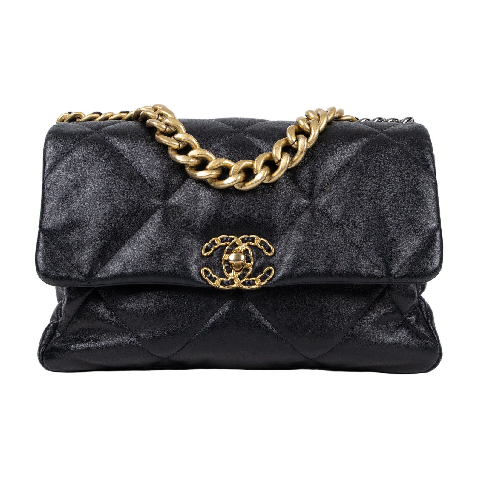 香奈兒 CHANEL 19 大型口蓋包 AS1161 晶片款 黑金羊19包 30CM 防塵袋
