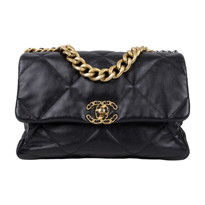 香奈兒 CHANEL 19 大型口蓋包 AS1161 晶片款 黑金羊19包 30CM 防塵袋