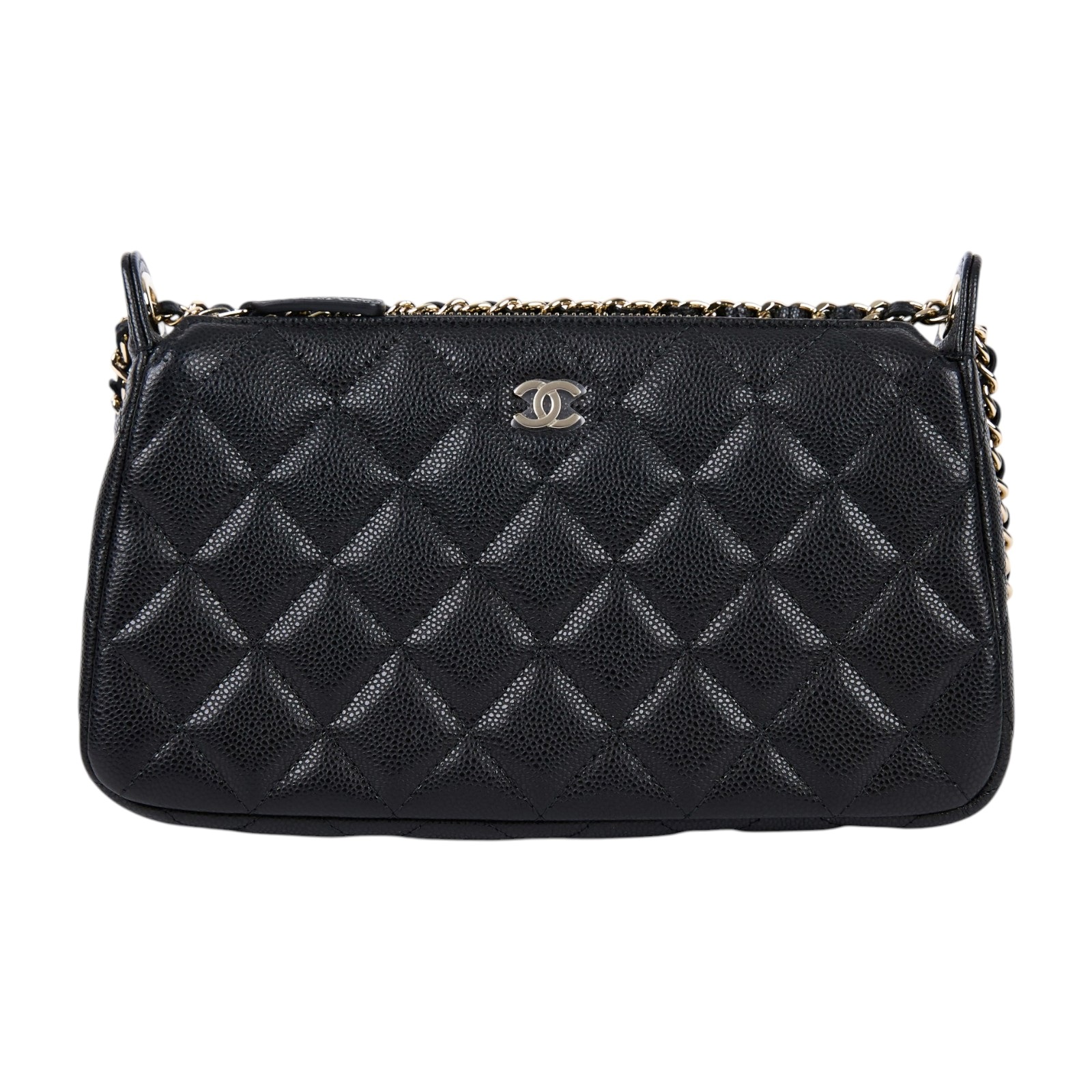 香奈兒 CHANEL CC LOGO 肩背包 斜背包 腋下包 AP4704 B10583 晶片款 黑荔枝菱格紋麻將包 原廠盒子/防塵袋/購買證明