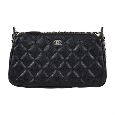 香奈兒 CHANEL CC LOGO 肩背包 斜背包 腋下包 AP4704 B10583 晶片款 黑荔枝菱格紋麻將包 原廠盒子/防塵袋/購買證明