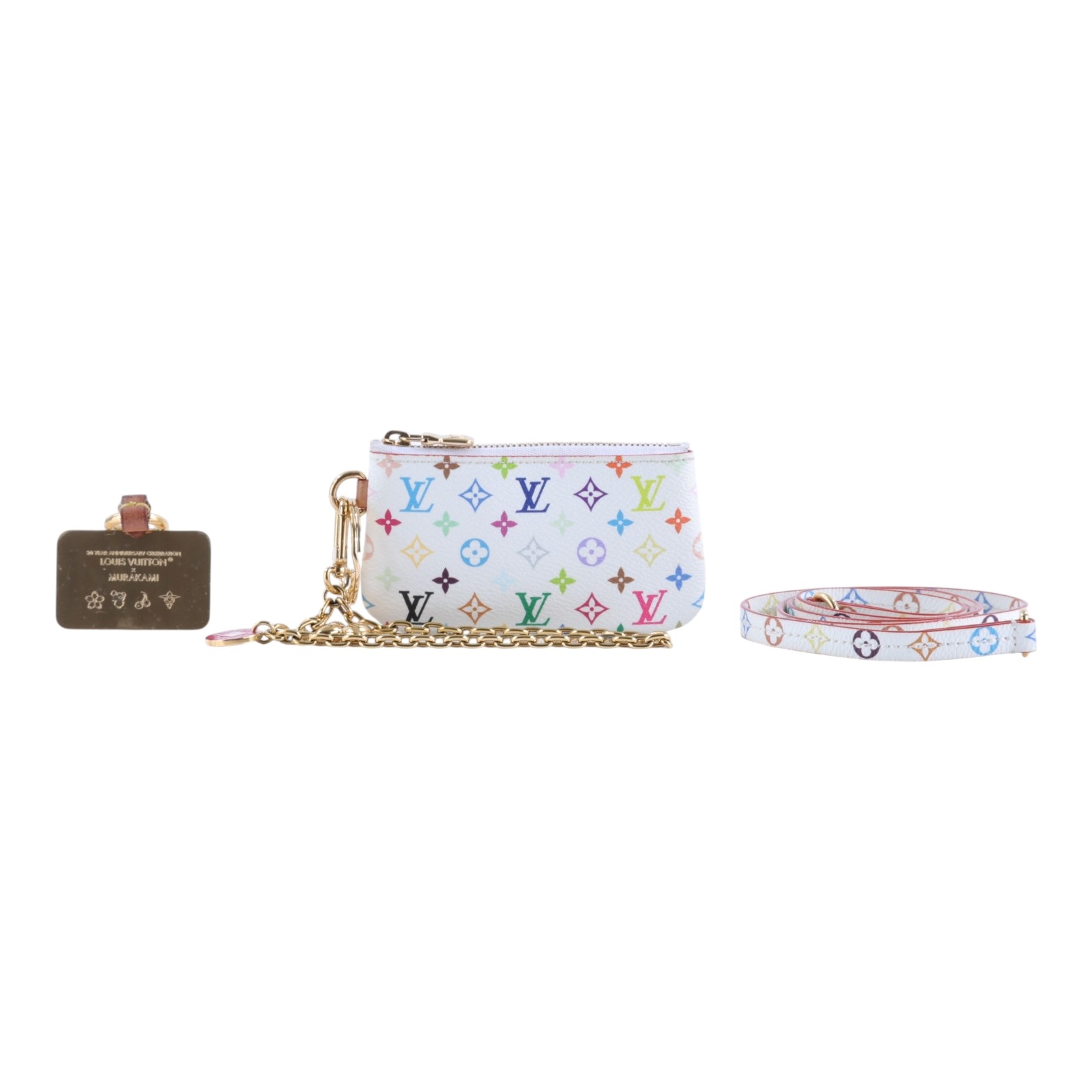 路易威登 LOUIS VUITTON LV x TM 村上隆 手機套 手機掛繩 零錢包 M14099 白彩零錢包手機掛鍊 原廠盒子