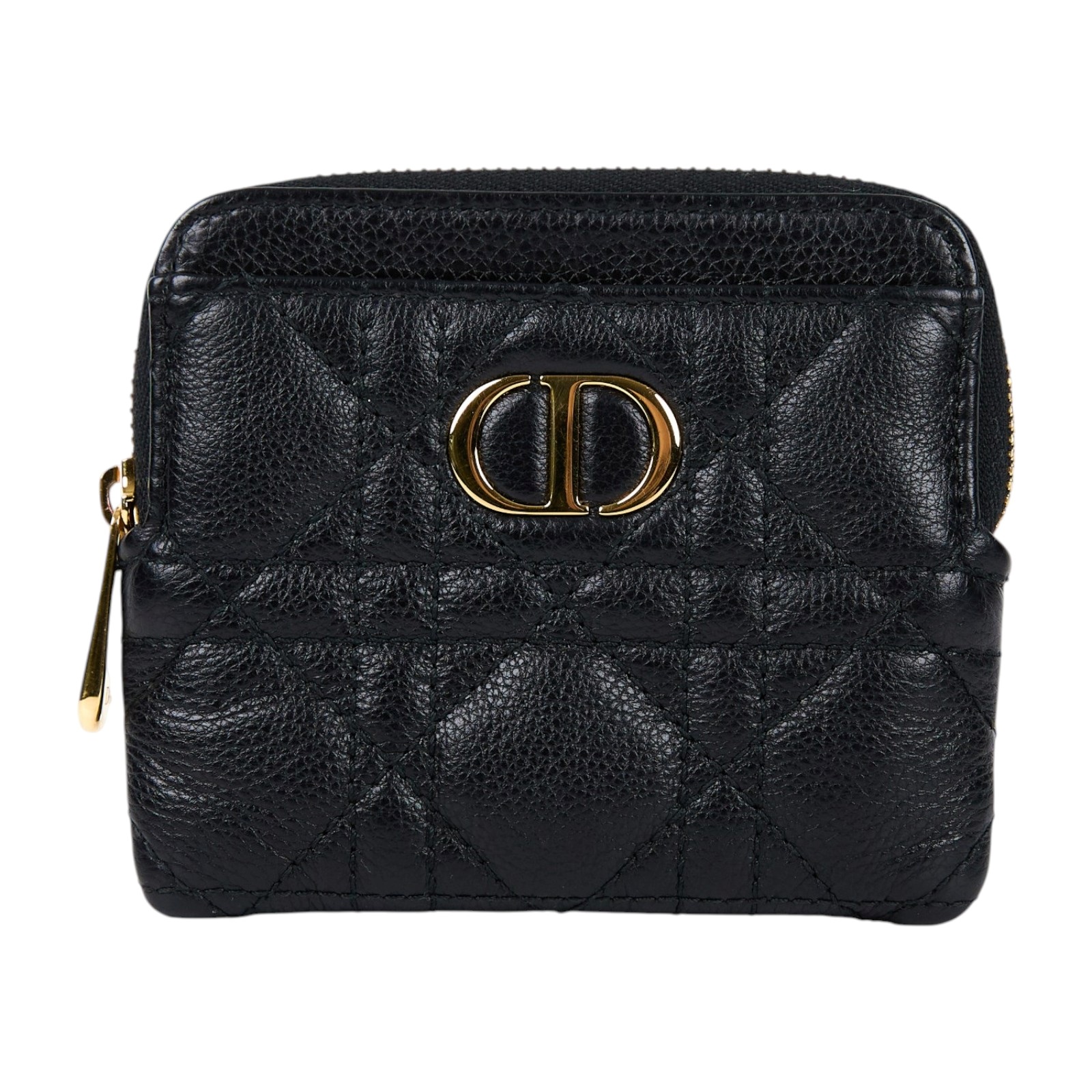 迪奧 CHRISTIAN DIOR Caro 零錢包 短夾 卡包 S5177UWHC 黑金CARO拉鍊卡包 原廠盒子/防塵袋/國外購買證明影本