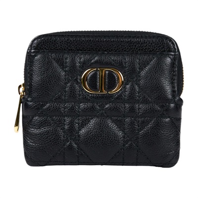 迪奧 CHRISTIAN DIOR Caro 零錢包 短夾 卡包 S5177UWHC 黑金CARO拉鍊卡包 原廠盒子/防塵袋/國外購買證明影本