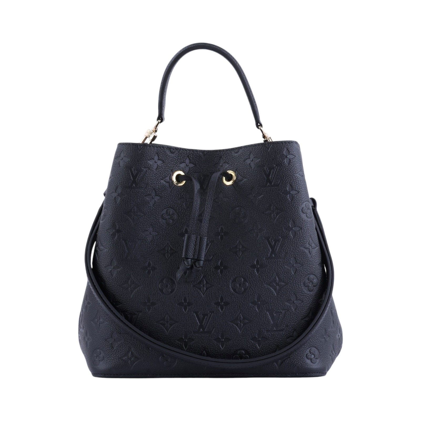 路易威登 LOUIS VUITTON NéoNoé MM 黑色 粒面壓花牛皮 束口水桶包 M45256 晶片款 黑NéoNoé MM 原廠盒子/防塵袋/背帶